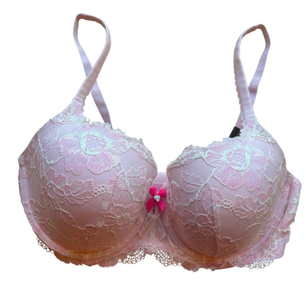 Victoria's Secret Bra Body By Victoria Lined Demi Pink Lace Foam 36DDD NWT